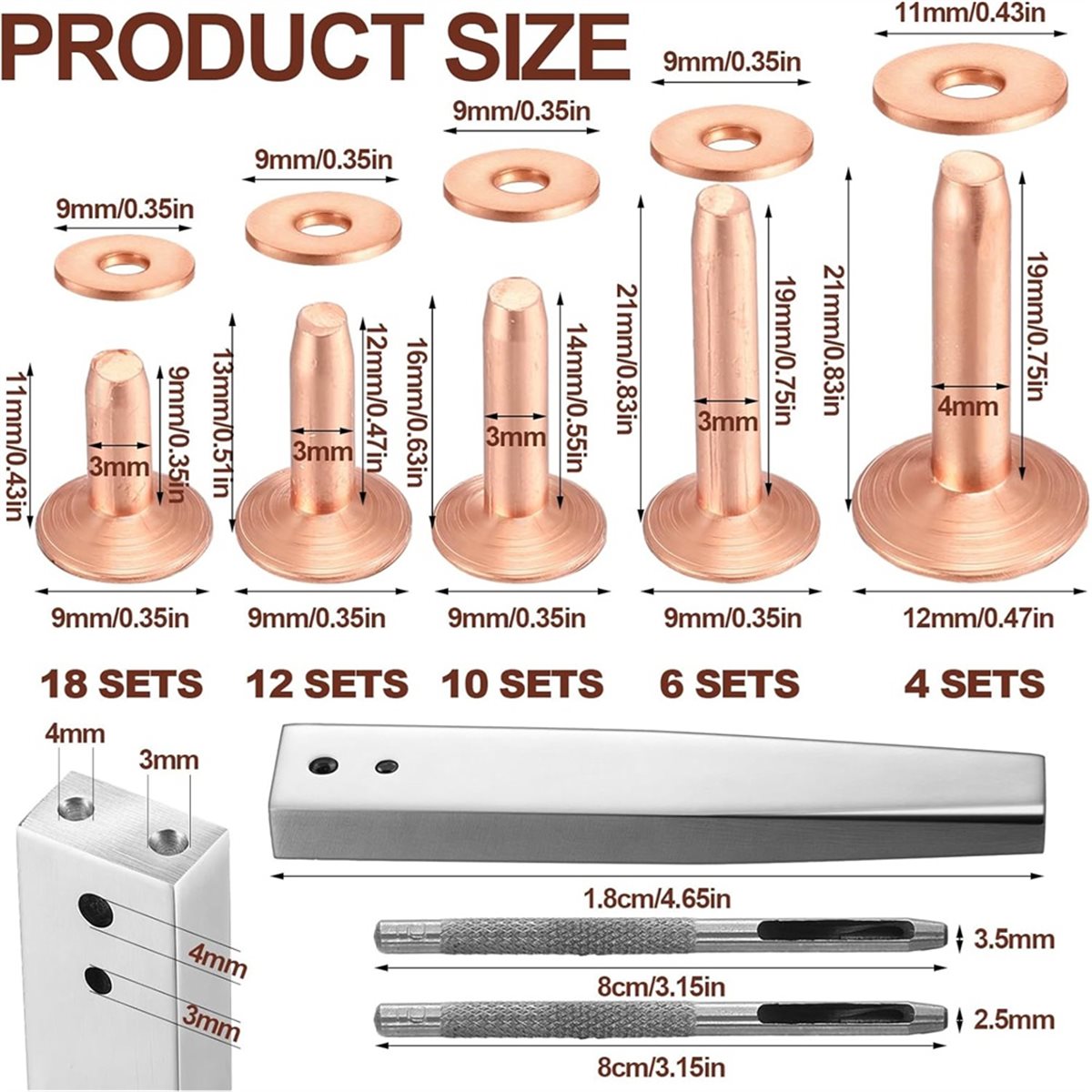A56K 100 Set Bakır Perçin ve Ç - Rivet Setter Tool incelemesi ve fiyatı